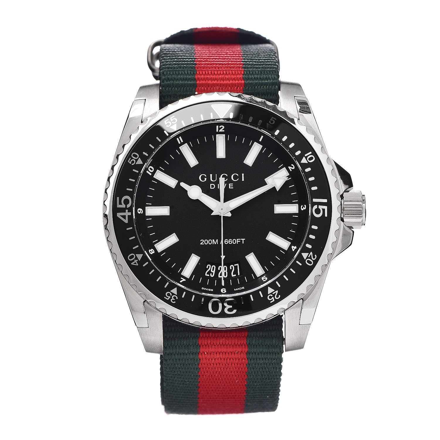 Gucci Stainless Steel Nylon 45mm Dive Quartz Watch Black 1 of 5