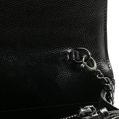 Saint Laurent Grain De Poudre Matelasse Chevron Monogram Envelope Chain Wallet Black 11 of 13