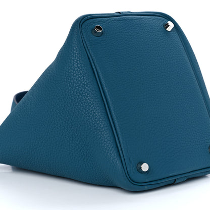 Hermes Taurillon Clemence Swift Eclat Picotin Lock 18 PM Vert Bosphore Deep Bleu 8 of 9