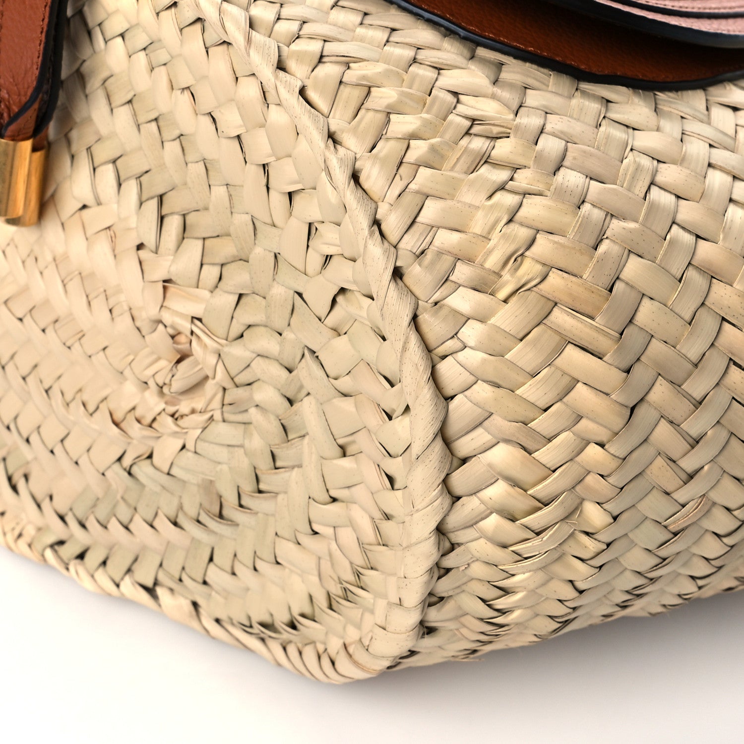 Chloe Raffia Small Grain Calfskin Medium Marcie Basket Tan 11 of 11