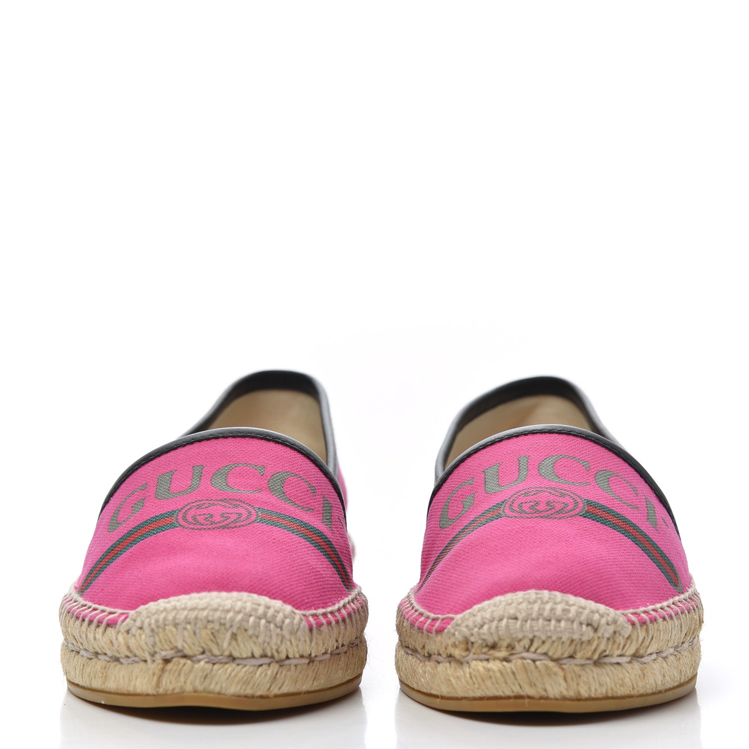 Gucci Canvas Logo Espadrilles 37.5 Cyclamen Rose Black 2 of 10