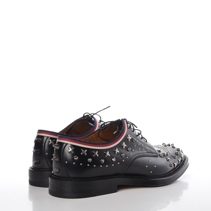 Gucci Calfskin Studded Mens Lace Up Loafers 8.5 Black 4 of 9