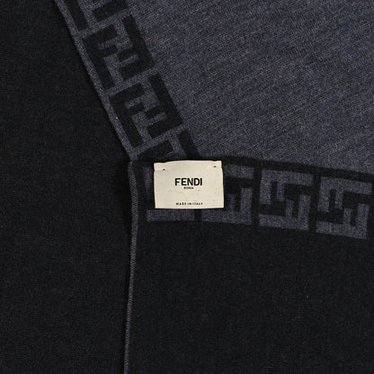 Fendi Wool FF Scarf Grey Black 4 of 4