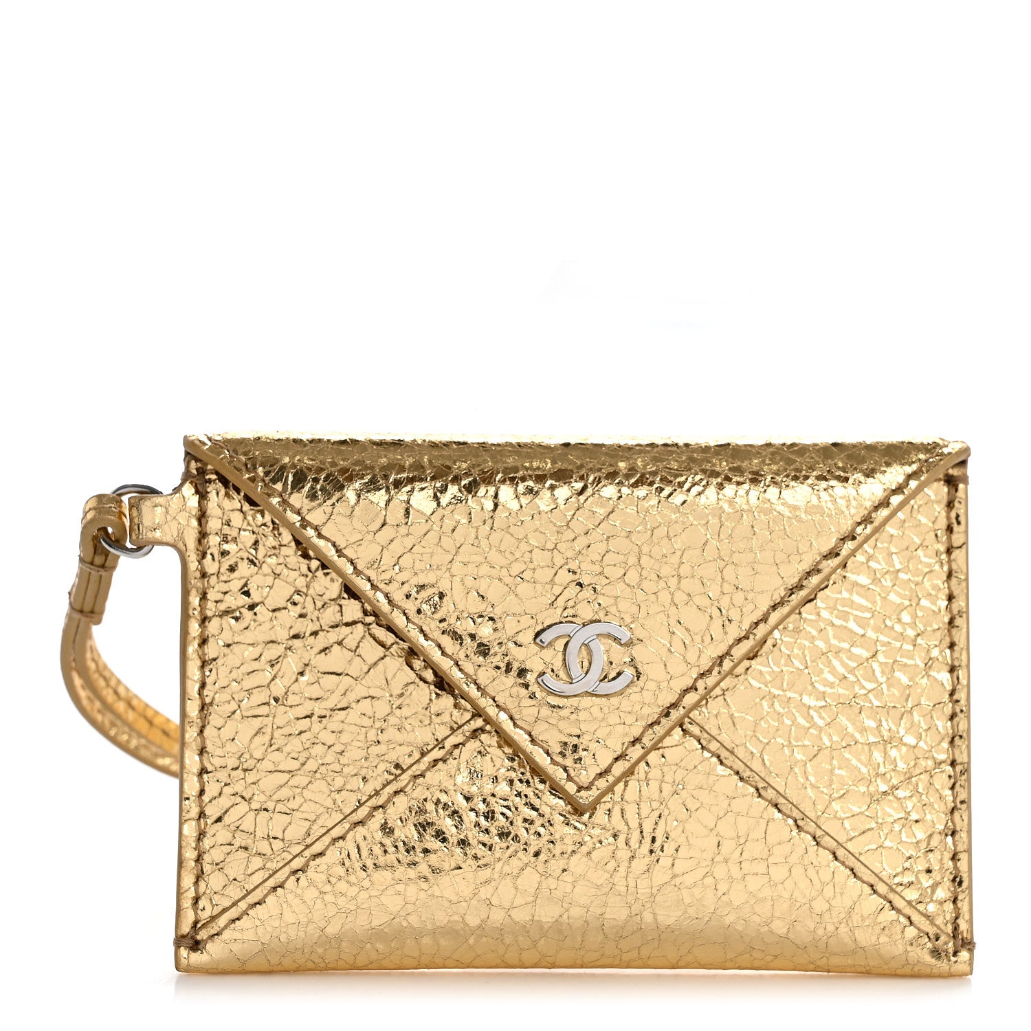 Chanel Metallic Lambskin Card Holder Bag Charm Gold 1882781