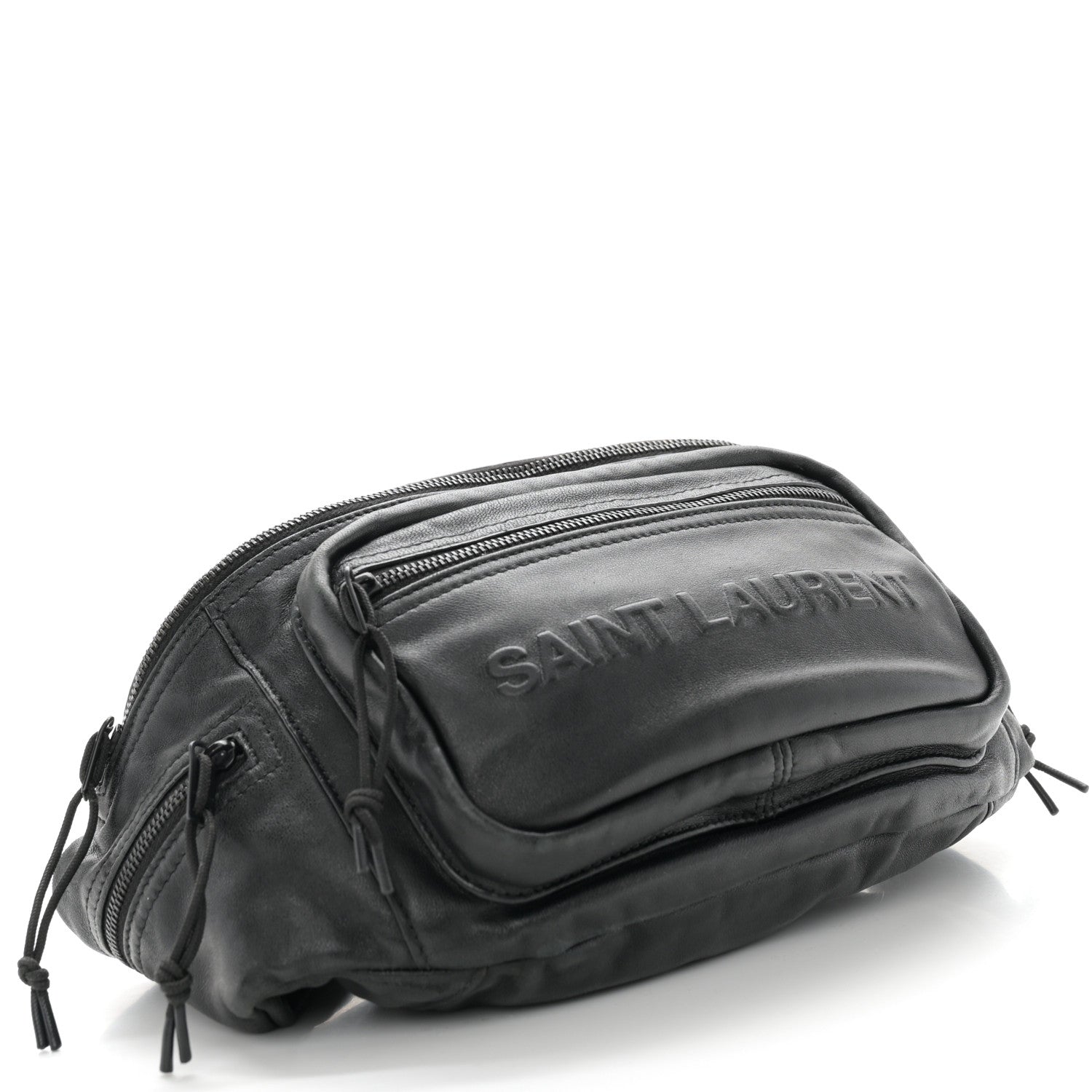 Saint Laurent Lambskin Logo Ripstop Body Belt Bag Black 4 of 11