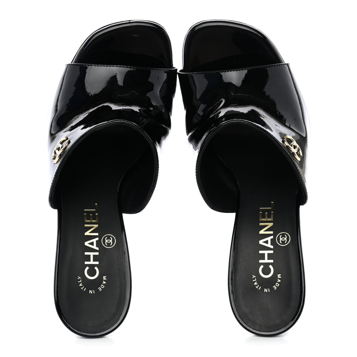 Chanel Patent Calfskin CC Mules 36.5 Black 6 of 13