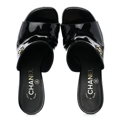 Chanel Patent Calfskin CC Mules 36.5 Black 6 of 13