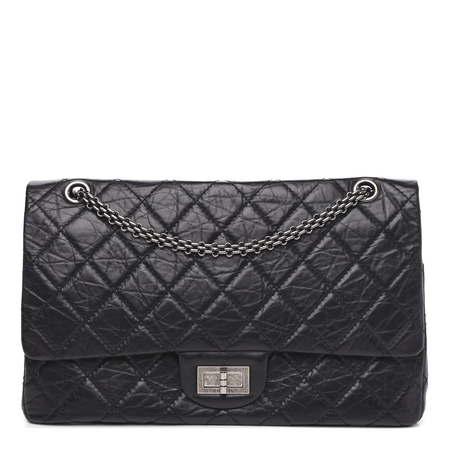 Aged Calfskin Quilted 2.55 Reissue 227 Flap Black