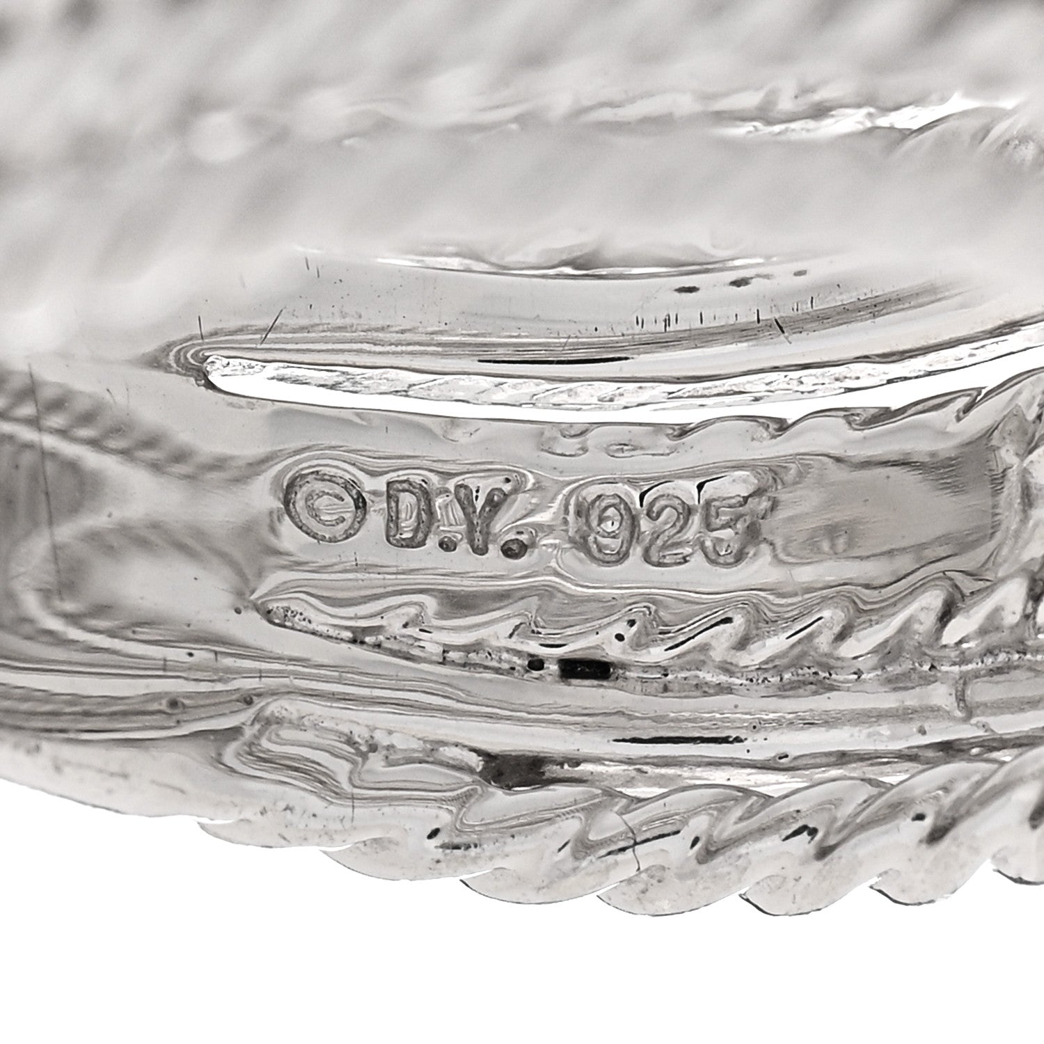 David Yurman Sterling Silver Diamond 11mm Wide Crossover Cable Ring 53 6.5 4 of 4
