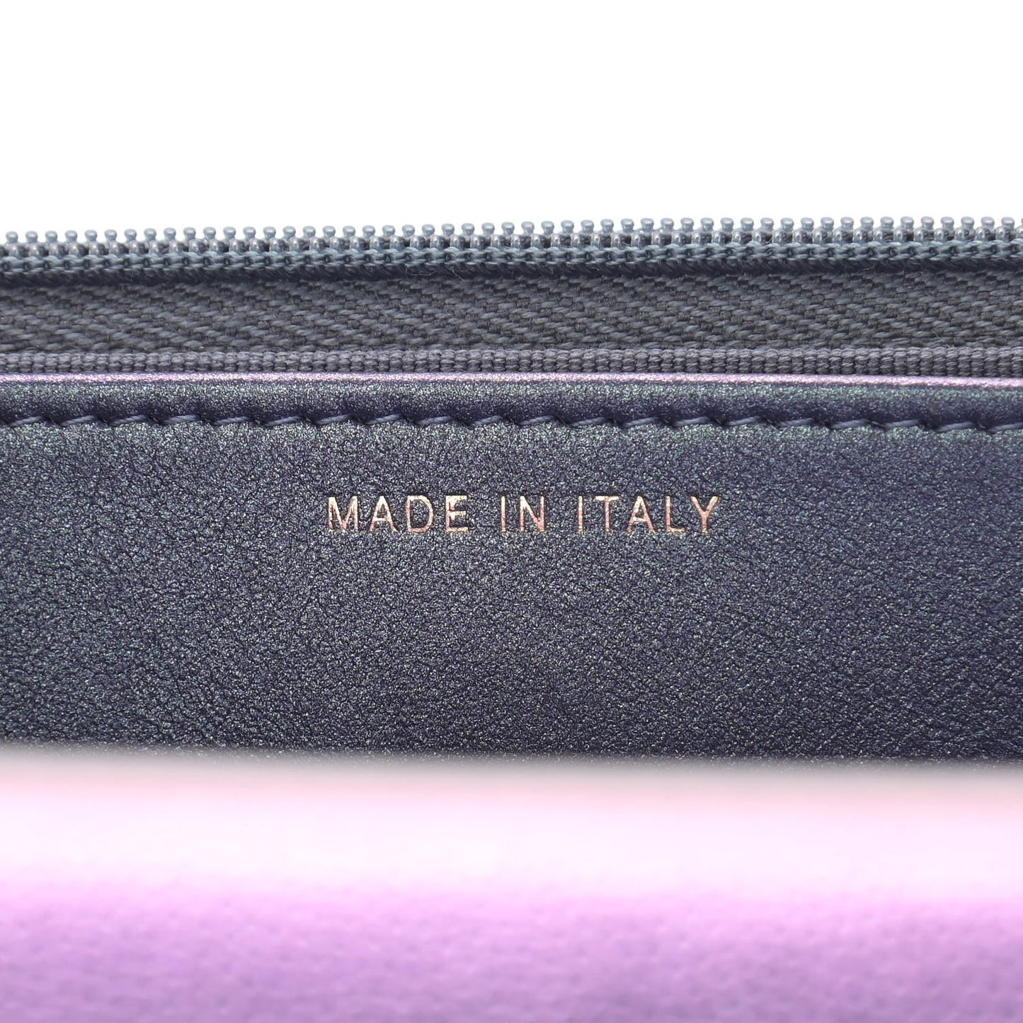 Iridescent Caviar Quilted Wallet On Chain WOC Dark Blue