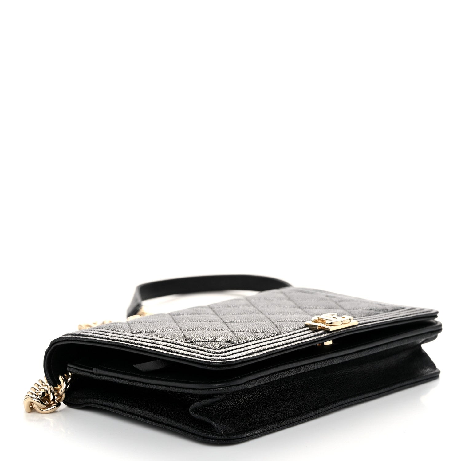 Chanel Caviar Quilted Boy Wallet On Chain WOC Black 4 of 12