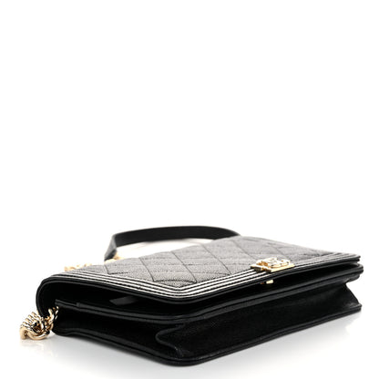 Chanel Caviar Quilted Boy Wallet On Chain WOC Black 4 of 12