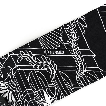 Hermes Silk Animapolis Twilly Black White 4 of 4