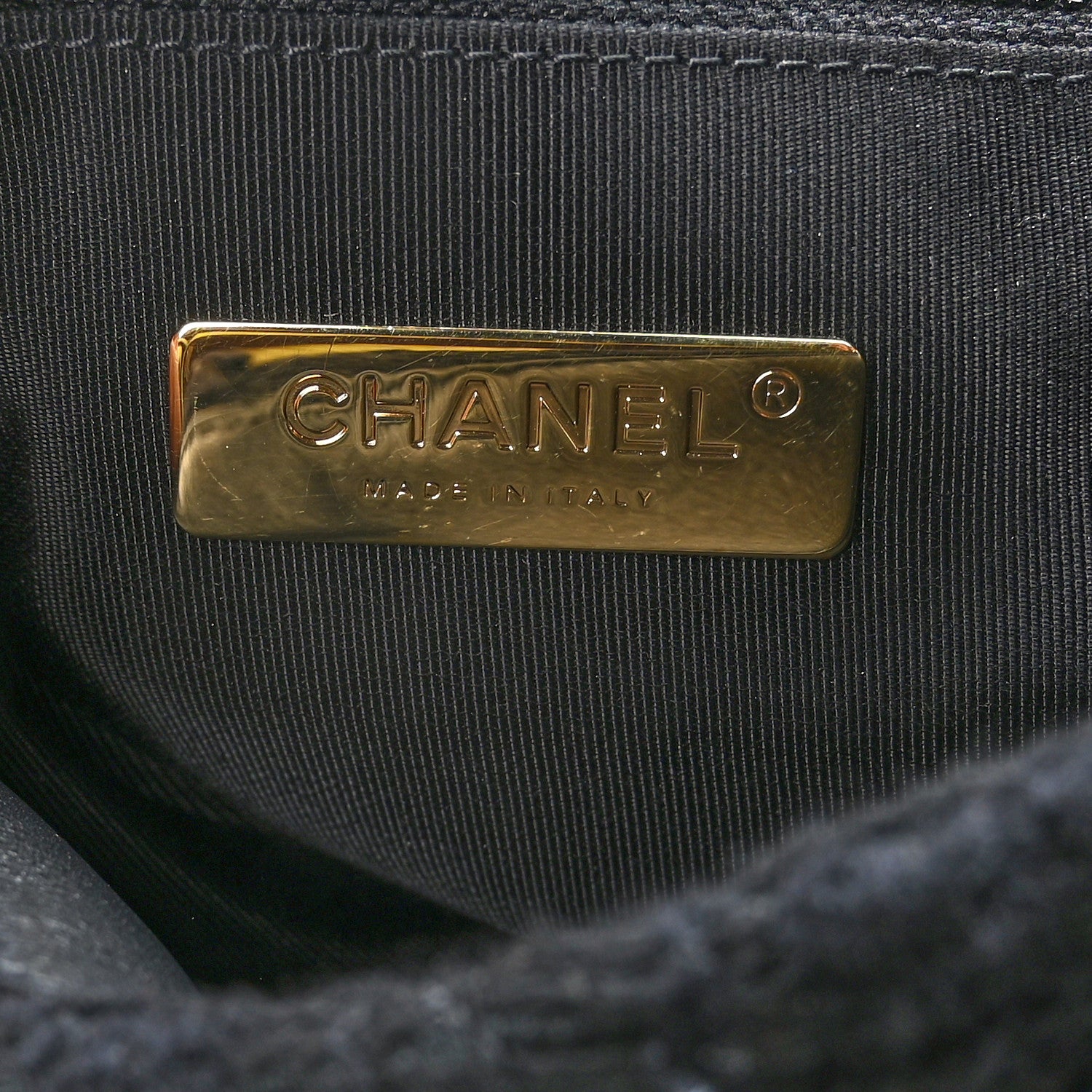 Chanel Tweed Quilted Large Chanel 19 Flap Black Navy Gold 6 of 9