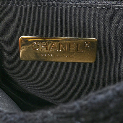 Chanel Tweed Quilted Large Chanel 19 Flap Black Navy Gold 6 of 9