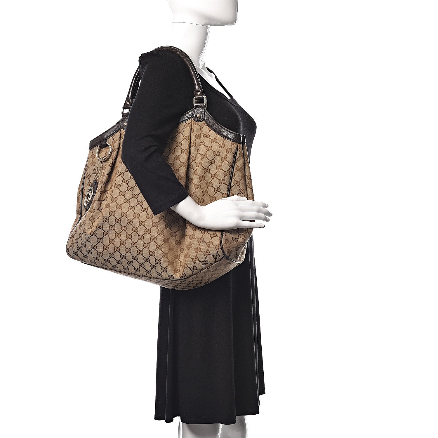 Gucci Monogram Dollar Calfskin Large Sukey Tote Beige Ebony Testa di Moro 2 of 10