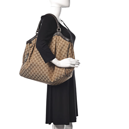 Gucci Monogram Dollar Calfskin Large Sukey Tote Beige Ebony Testa di Moro 2 of 10