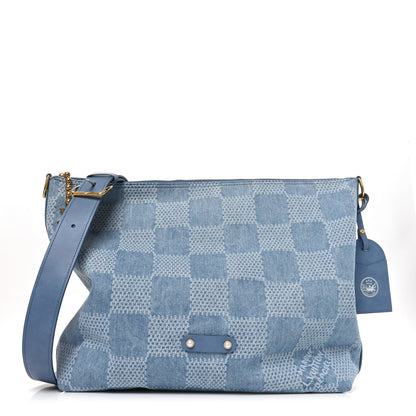 Louis Vuitton Damier Denim Vagabond Hobo Blue 1 of 10
