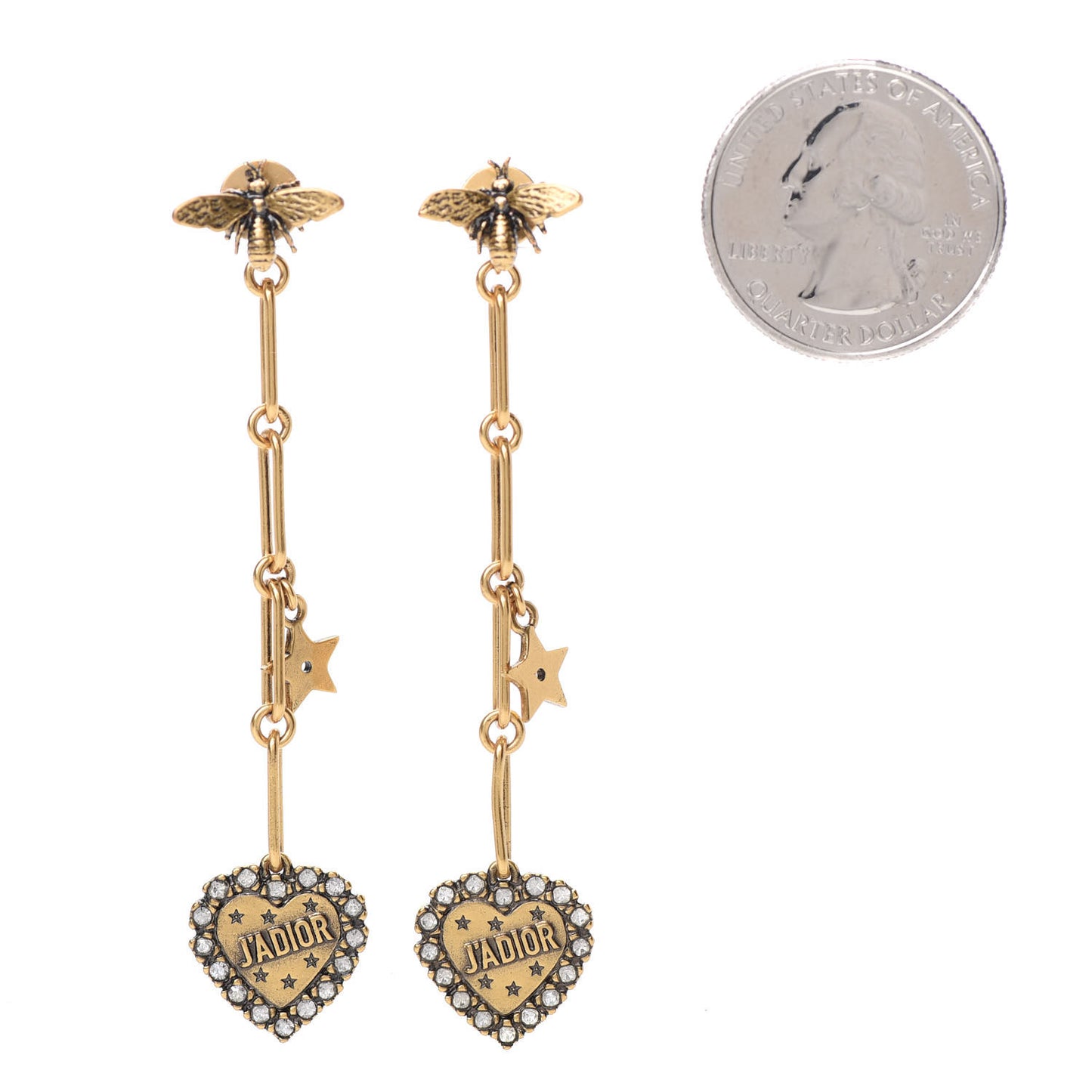 Metal Crystal Heart J'adior Drop Earrings Gold