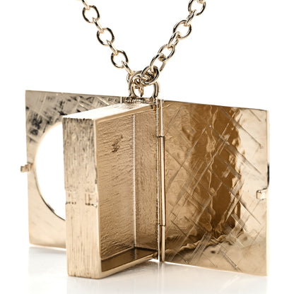Chanel Metal CC Lion Book Locket Necklace Gold 4 of 7