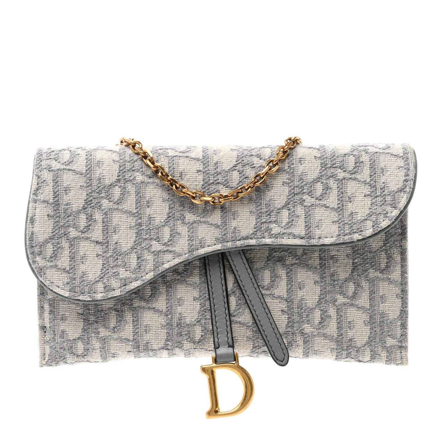 Oblique Saddle Chain Long Wallet Grey