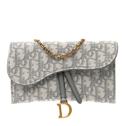 Christian Dior Oblique Saddle Chain Long Wallet Grey 1 of 8