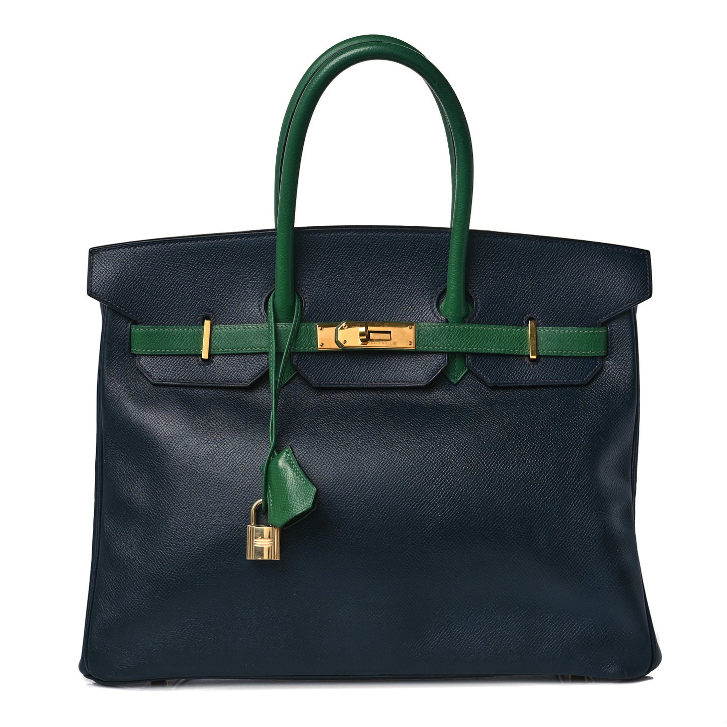 Courchevel Bi Color Birkin 35 Bleu Indigo Vert Clair