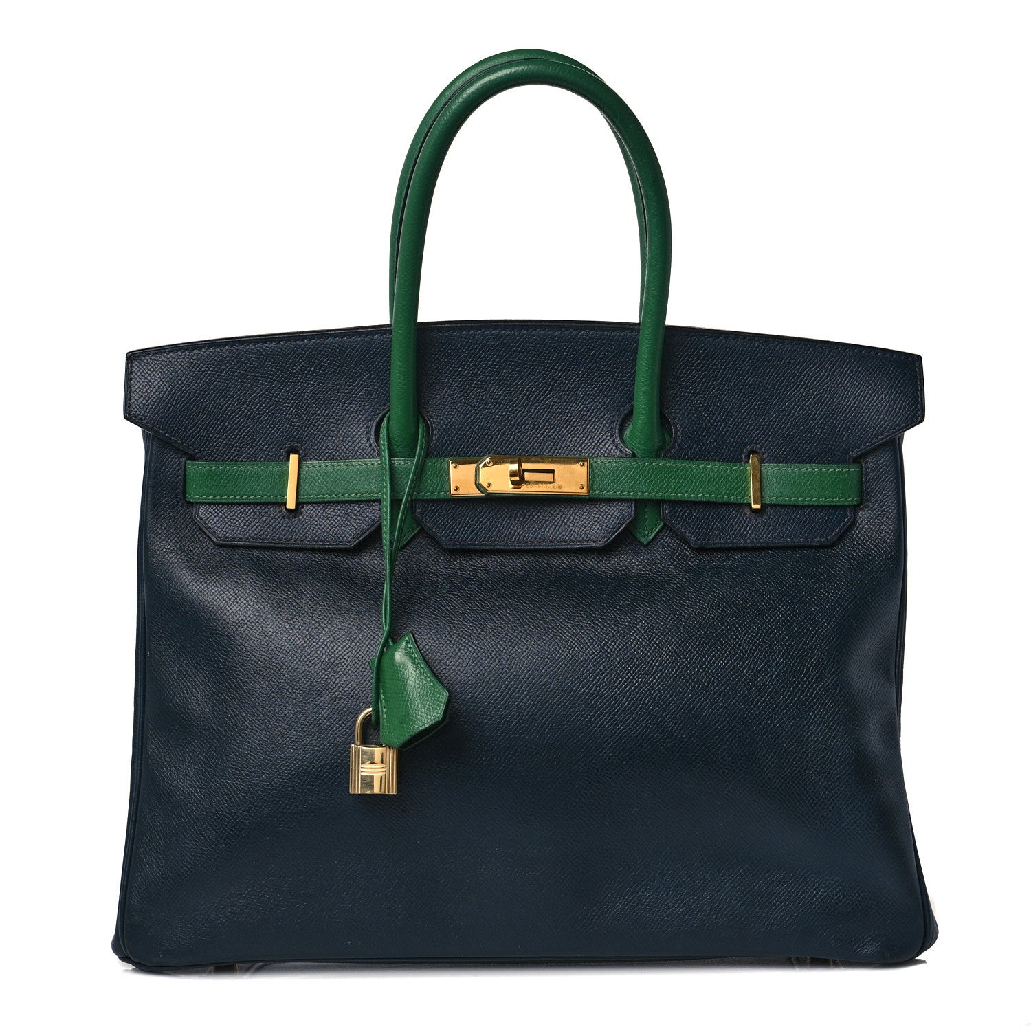 Hermes Courchevel Bi Color Birkin 35 Bleu Indigo Vert Clair 1 of 10