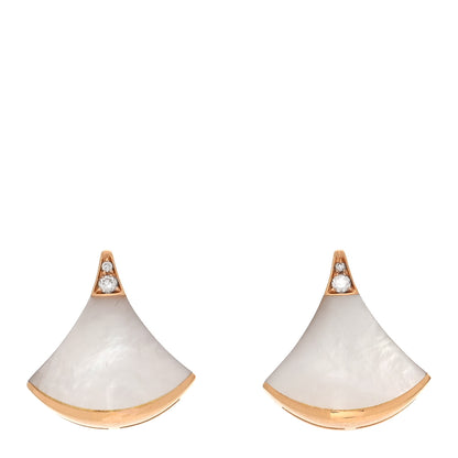 Bulgari 18K Rose Gold Diamond Mother of Pearl Divas' Dream Stud Earrings 1 of 5