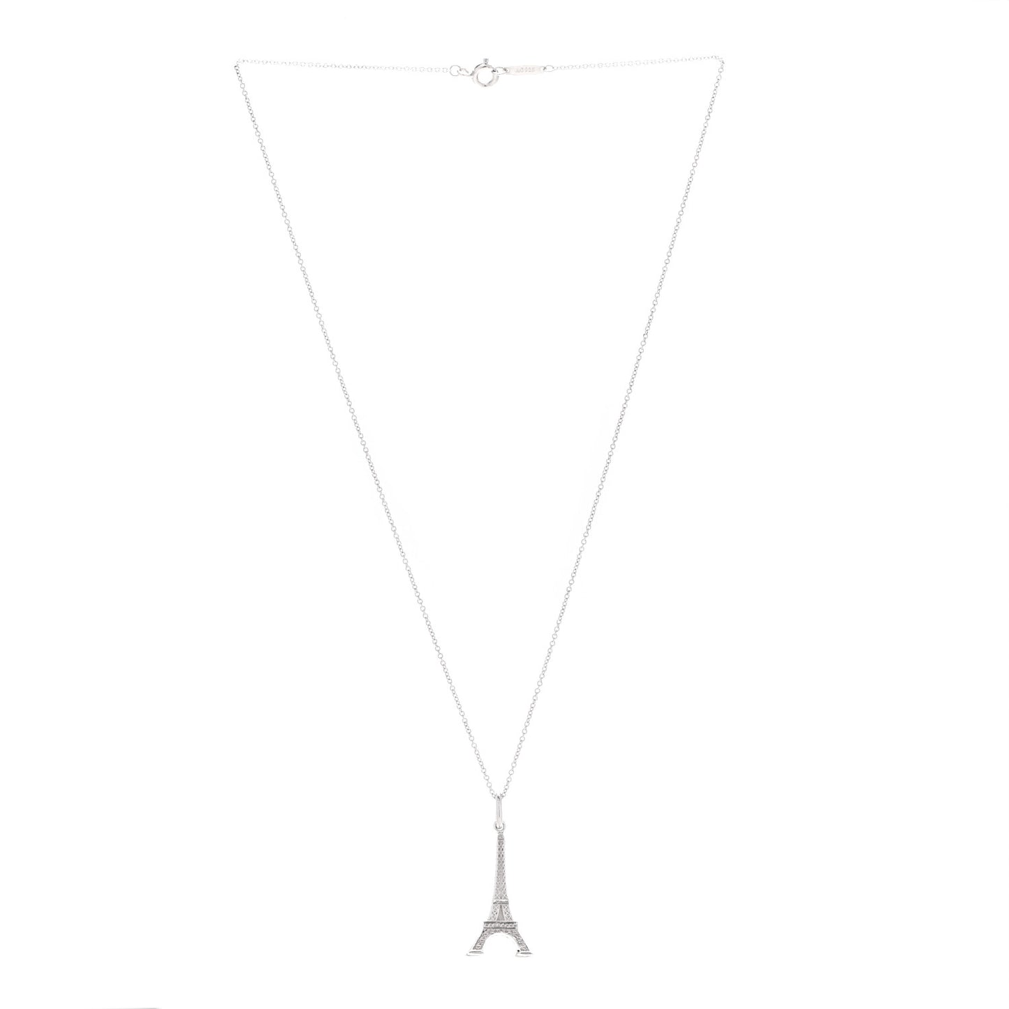 Sterling Silver Eiffel Tower Charm Pendant Necklace