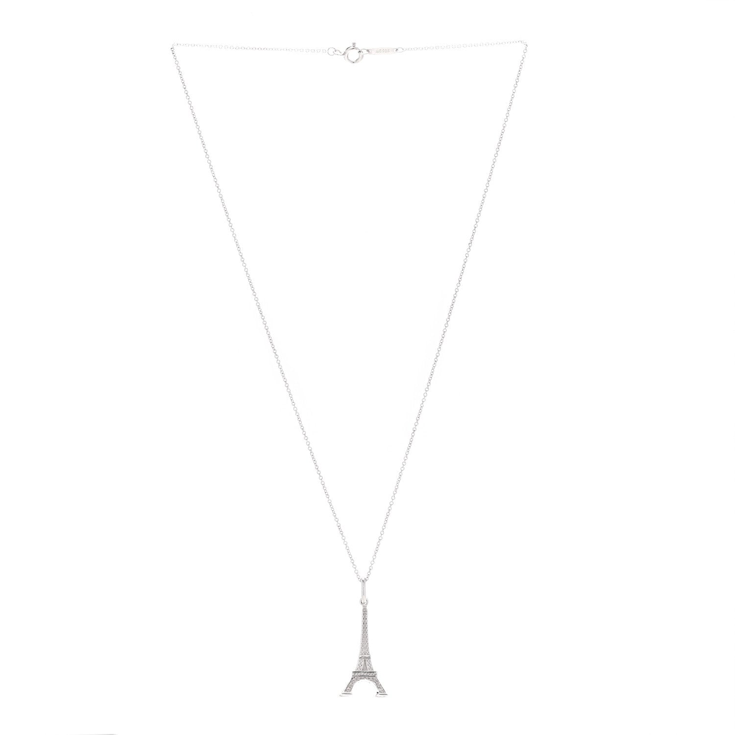Tiffany Sterling Silver Eiffel Tower Charm Pendant Necklace 3 of 5