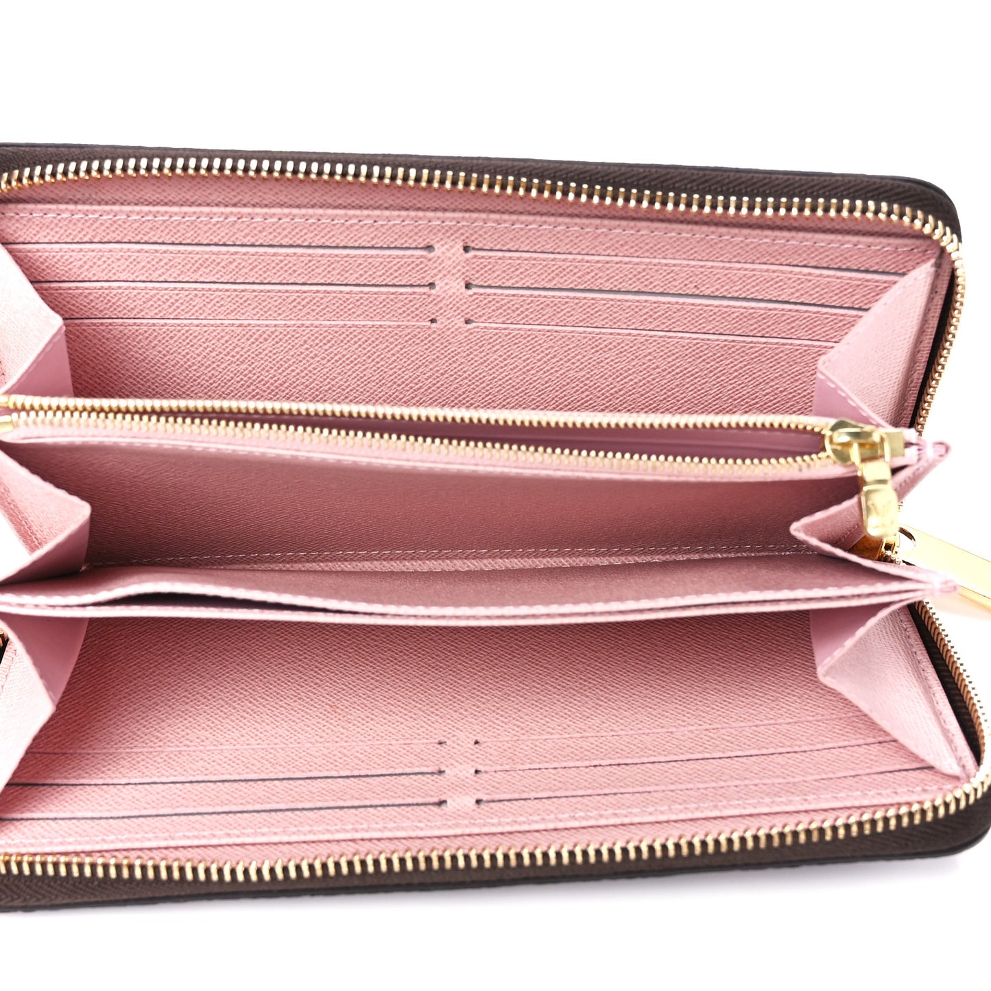 Damier Ebene Zippy Wallet Rose Ballerine