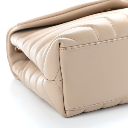 Saint Laurent Calfskin Y Quilted Monogram Small Loulou Chain Satchel Dark Beige 5 of 9