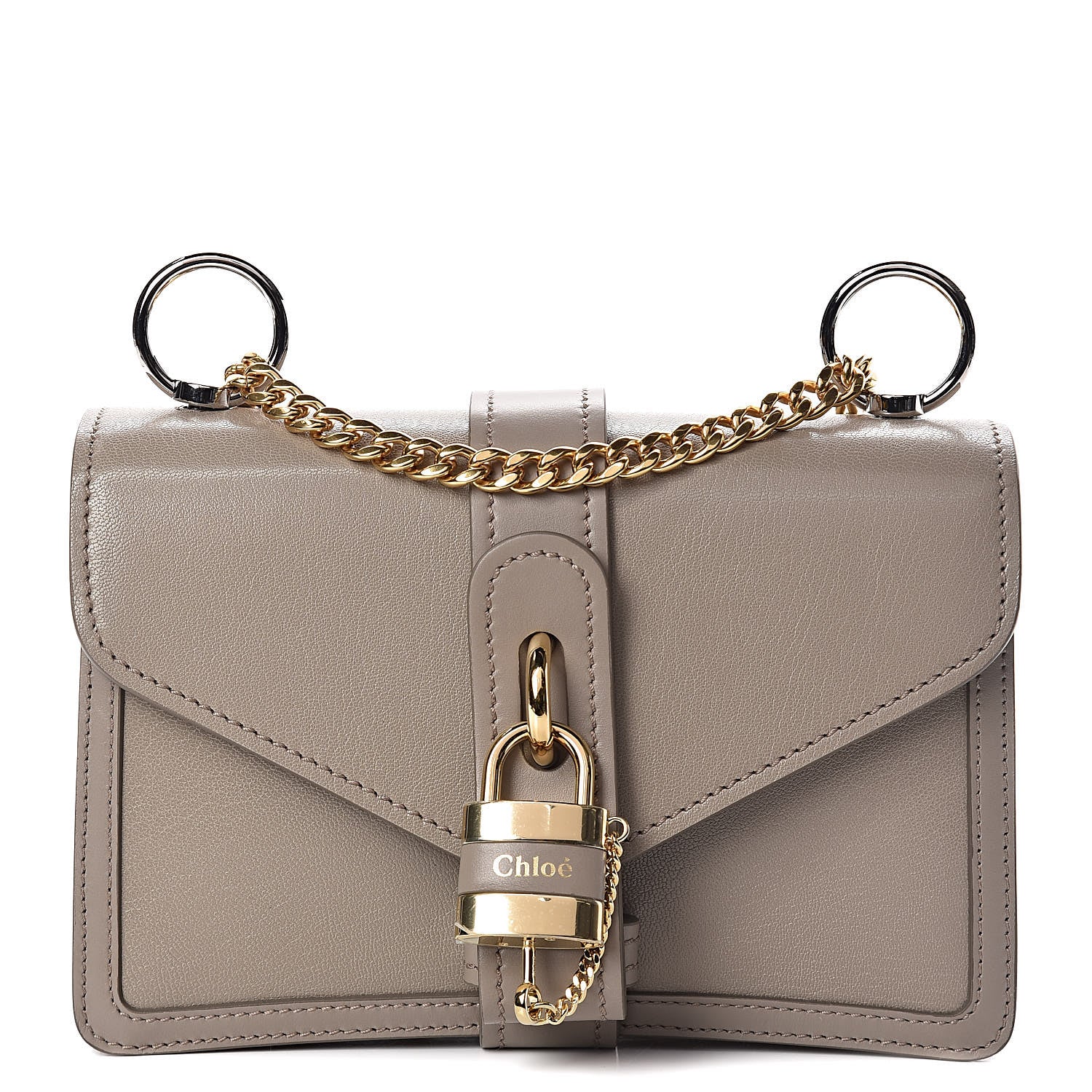 Chloe Shiny Goatskin Calfskin Aby Chain Shoulder Bag Motty Grey 1 of 10