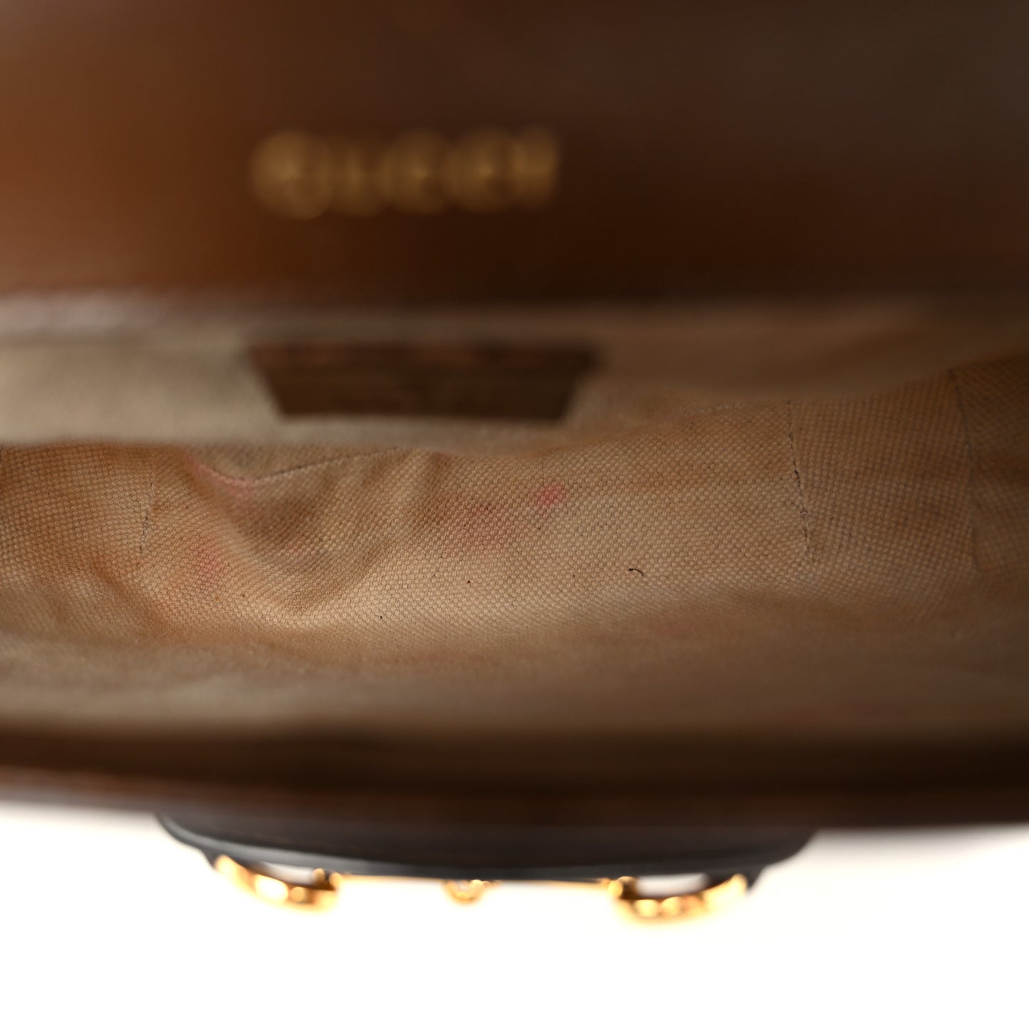 GG Supreme Monogram Web Mini Horsebit 1955 Shoulder Bag Beige Brown Sugar