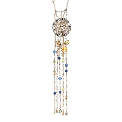 Chanel Pearl Beaded Flower Multi Strand Choker Necklace Golden White Blue Pearly White 1 of 7
