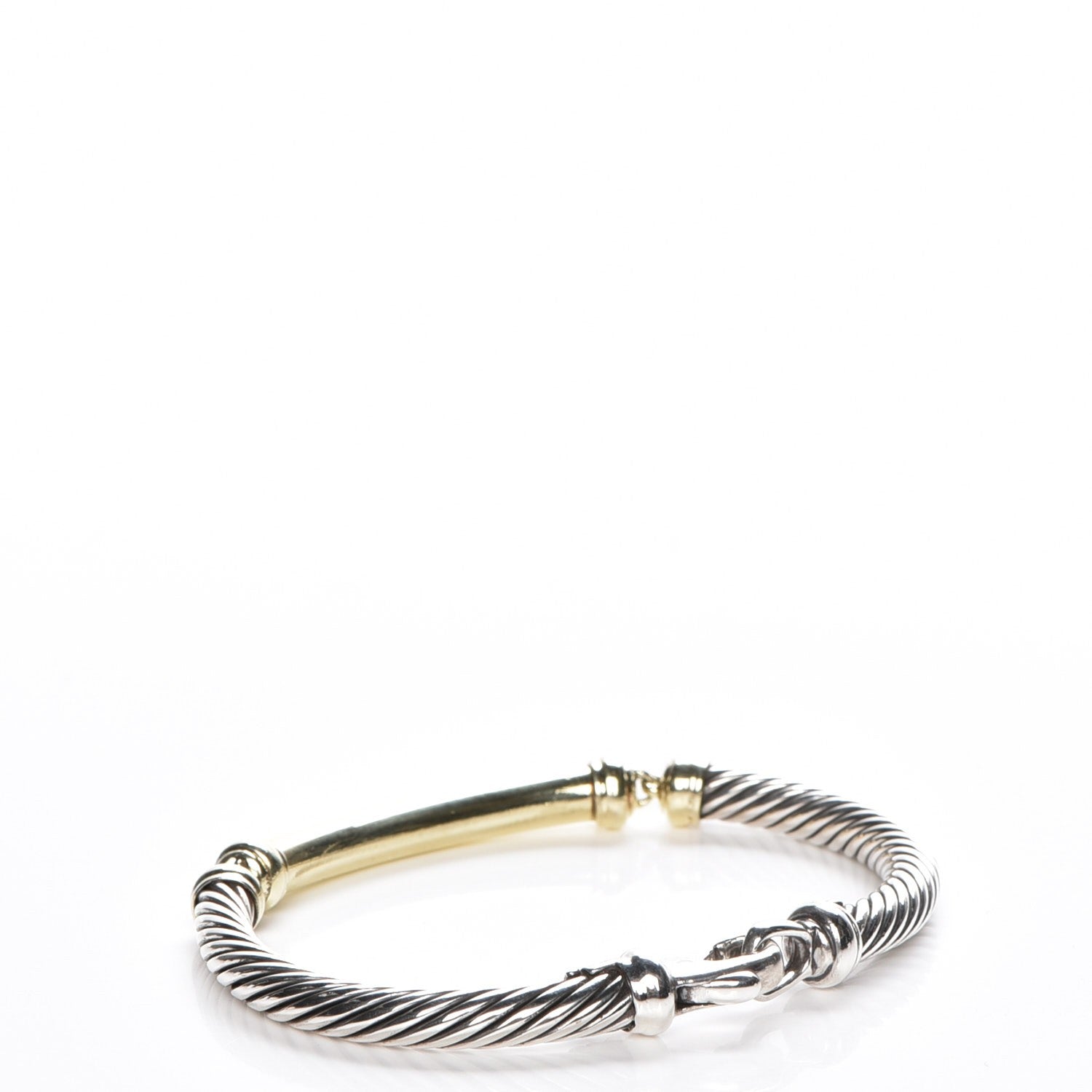 David Yurman Sterling Silver 14K Yellow Gold 5mm Metro Cable Bracelet 3 of 6