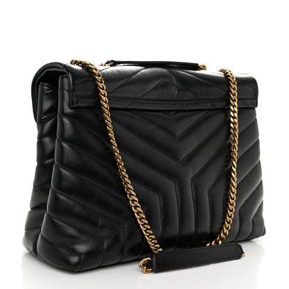 Saint Laurent Calfskin Y Quilted Monogram Medium Loulou Chain Satchel Black 3 of 10