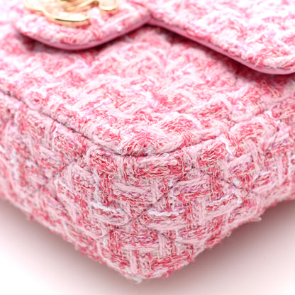 Chanel Tweed Resin Quilted Mini Heart Square Flap Pink White 10 of 10