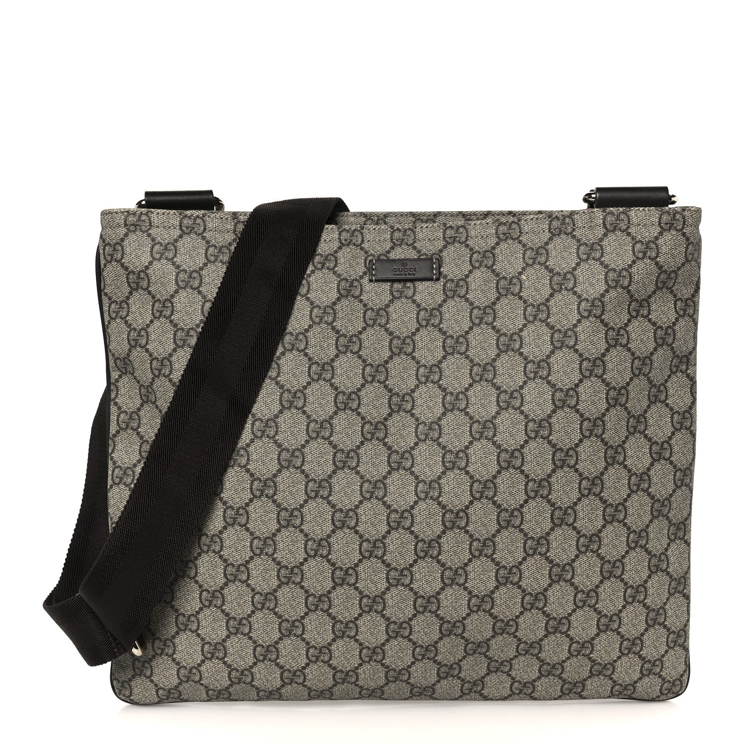 Gucci GG Supreme Monogram Medium Flat Messenger Bag Dark Brown 1 of 10
