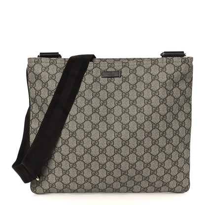 Gucci GG Supreme Monogram Medium Flat Messenger Bag Dark Brown 1 of 10