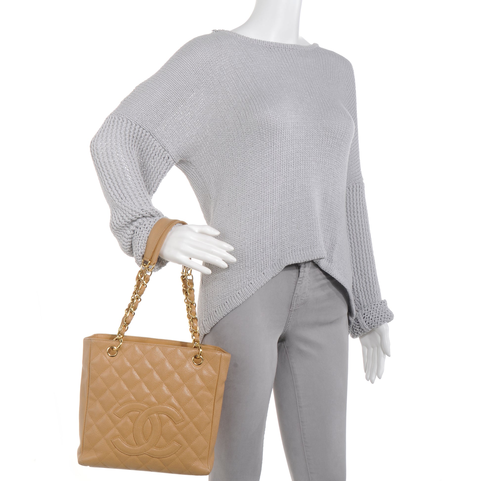 Chanel Caviar Petit Shopping Tote PST Beige 2 of 8