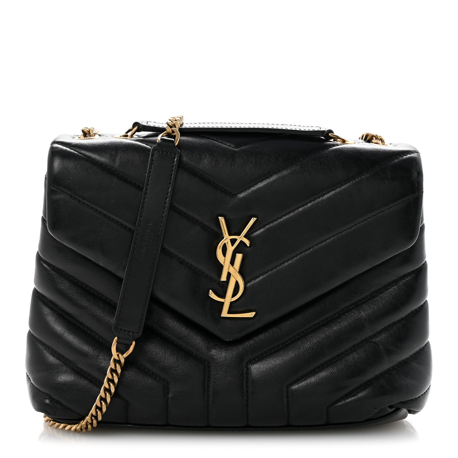 Saint Laurent Calfskin Y Quilted Monogram Small Loulou Chain Satchel Black 1 of 15