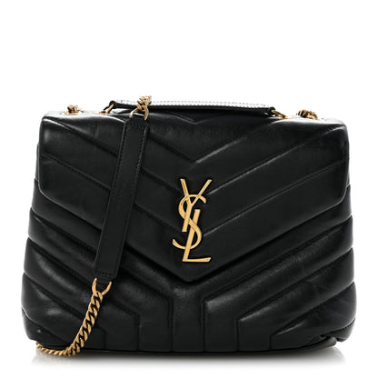 Saint Laurent Calfskin Y Quilted Monogram Small Loulou Chain Satchel Black 1 of 15