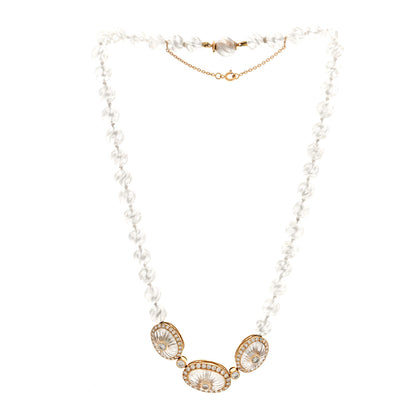 Boucheron 18K Yellow Gold Diamond Rock Crystal Necklace 3 of 5