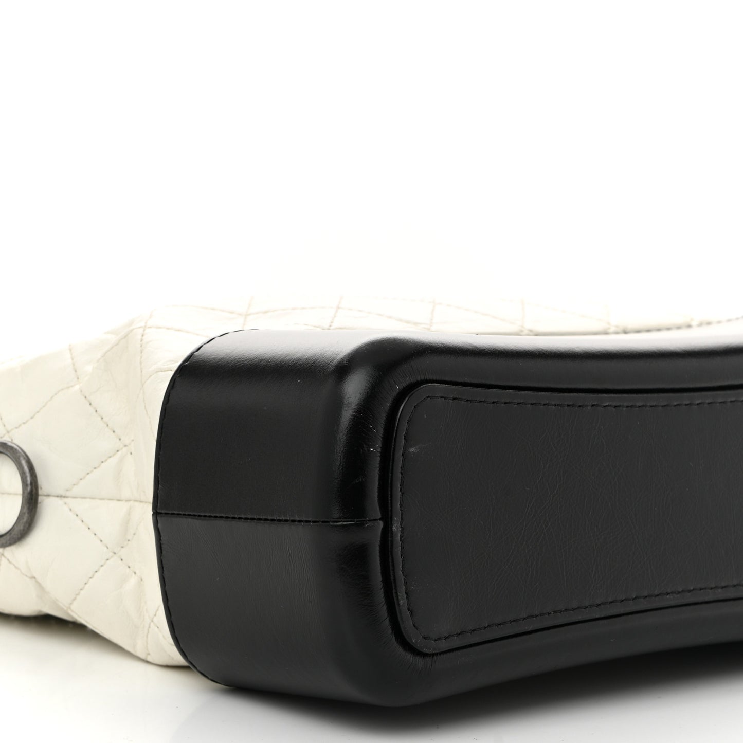 Aged Calfskin Quilted Medium Gabrielle Hobo Black White