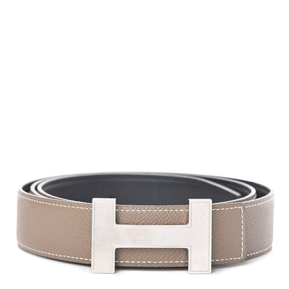 Hermes Epsom Swift Quiz H 32mm Belt 100 Black Etoupe 1 of 6