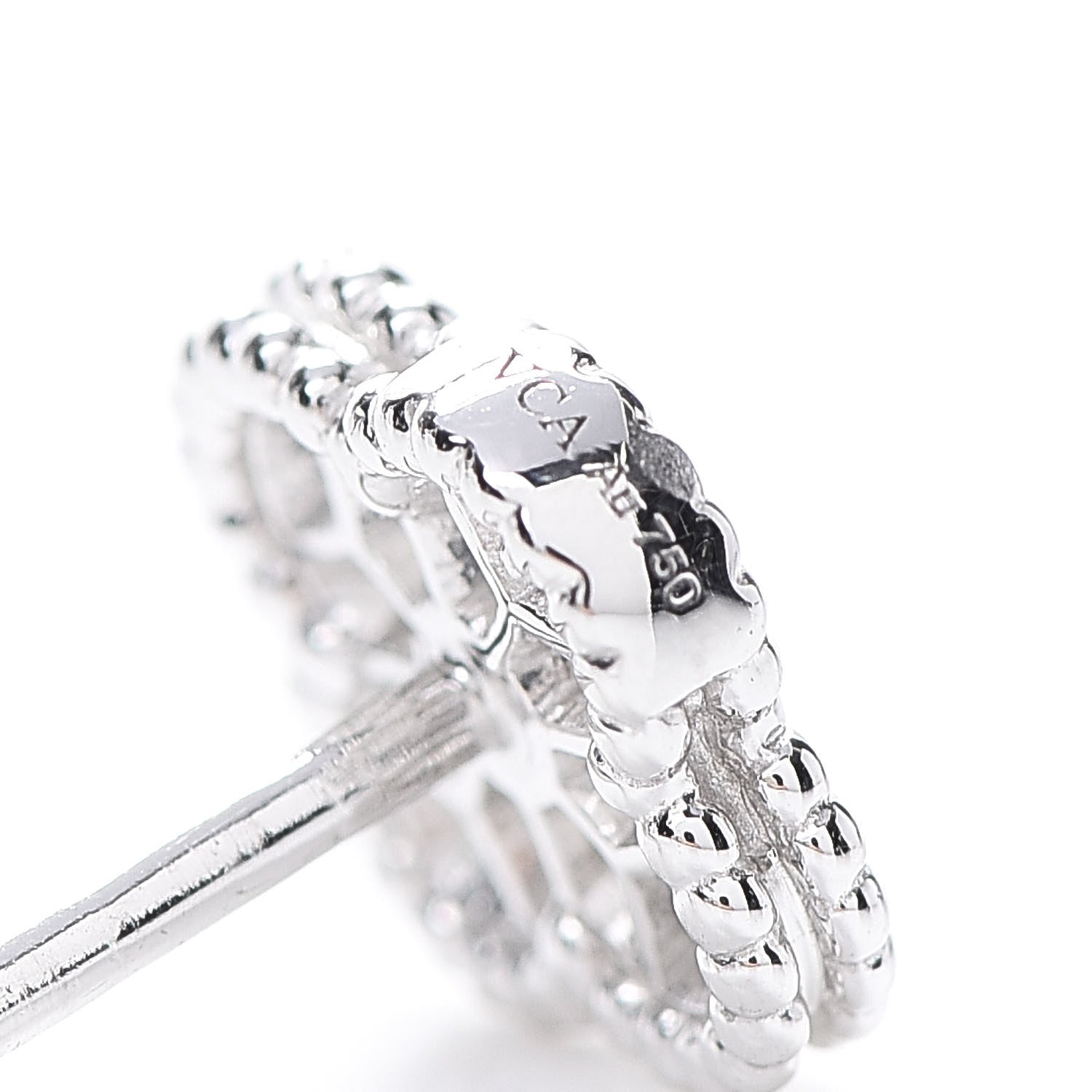 Van Cleef & Arpels 18K White Gold Diamond Sweet Alhambra Earrings 4 of 7