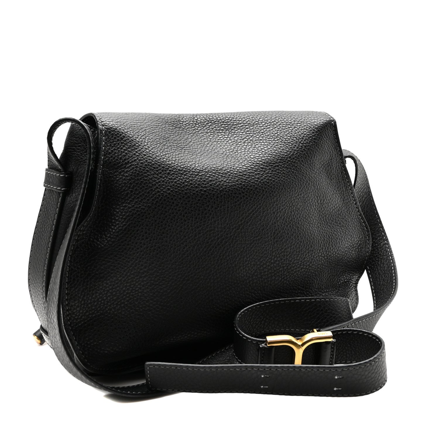 Calfskin Medium Marcie Round Crossbody Bag Black