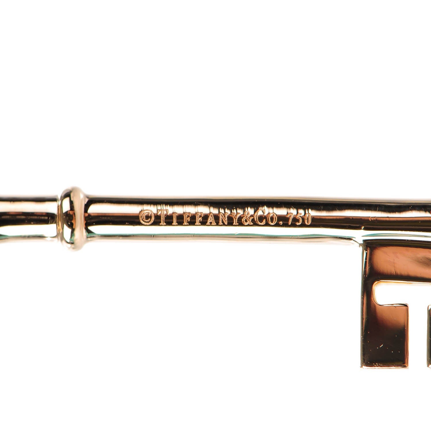 Tiffany 18K Rose Gold Diamond Clover Key Pendant Necklace 5 of 7